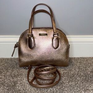 Kate Spade Laurel Way Mini Reiley Satchel in Metallic Rose Gold